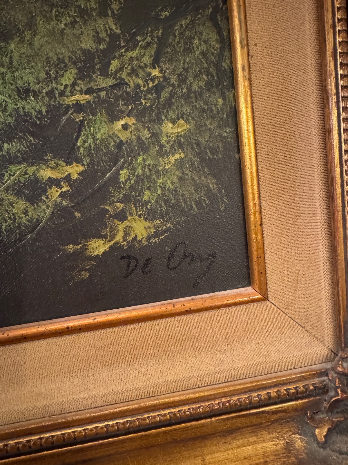 Deep In The Forest Ornate Wood Framed Oil Painting By De Ong 43″ x 31″