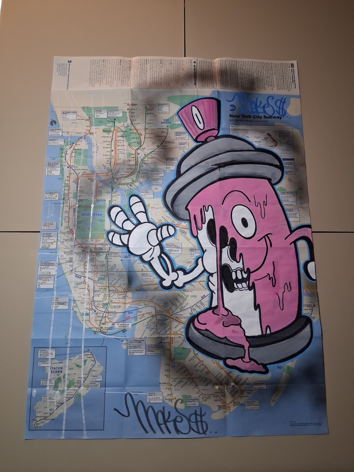 Spray can Map Painting – 23 x 34 Inches – NYC Original ✨️
