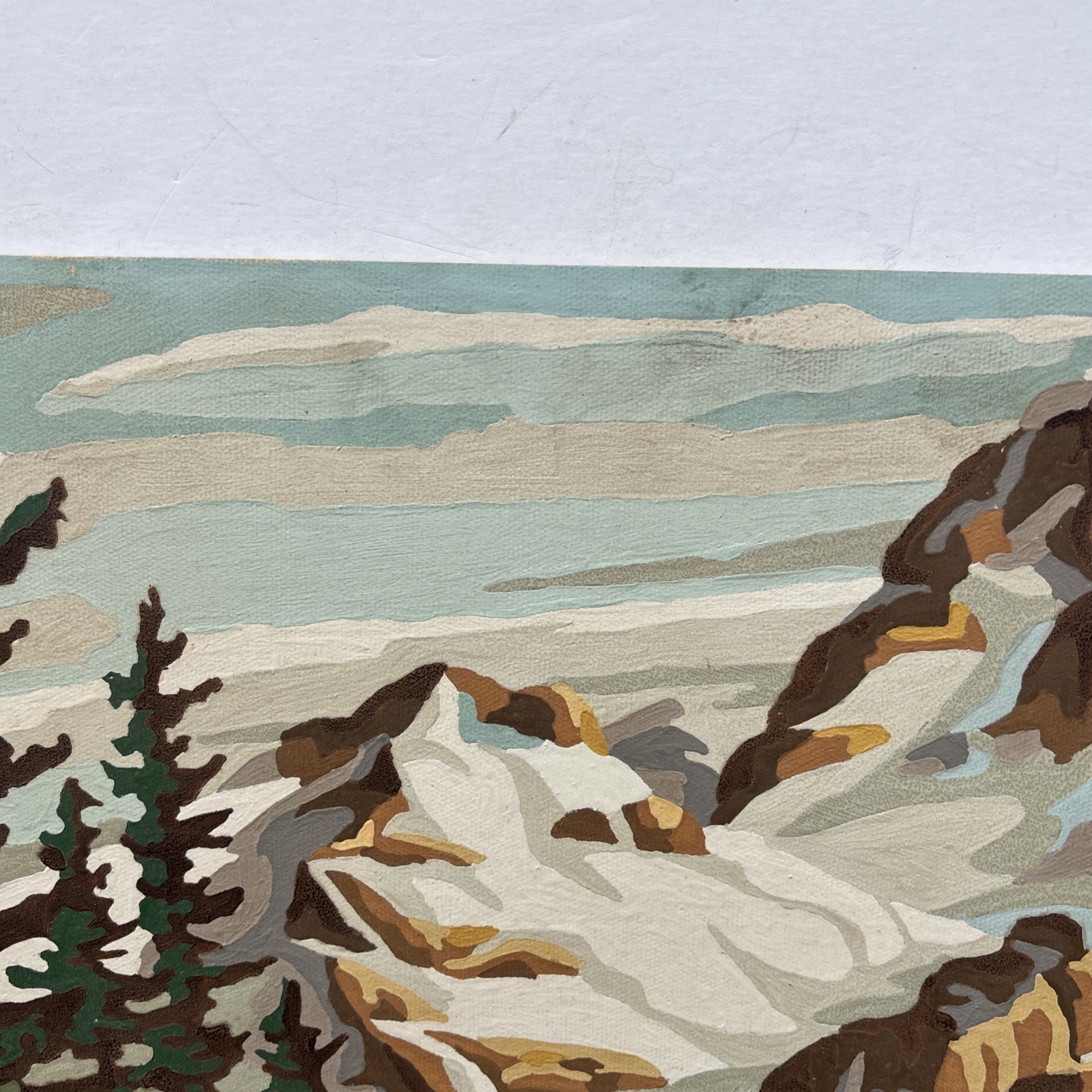 Vintage Set of Paint By Number Artwork Rocky Mountains River Waterfall 19.5 x 16