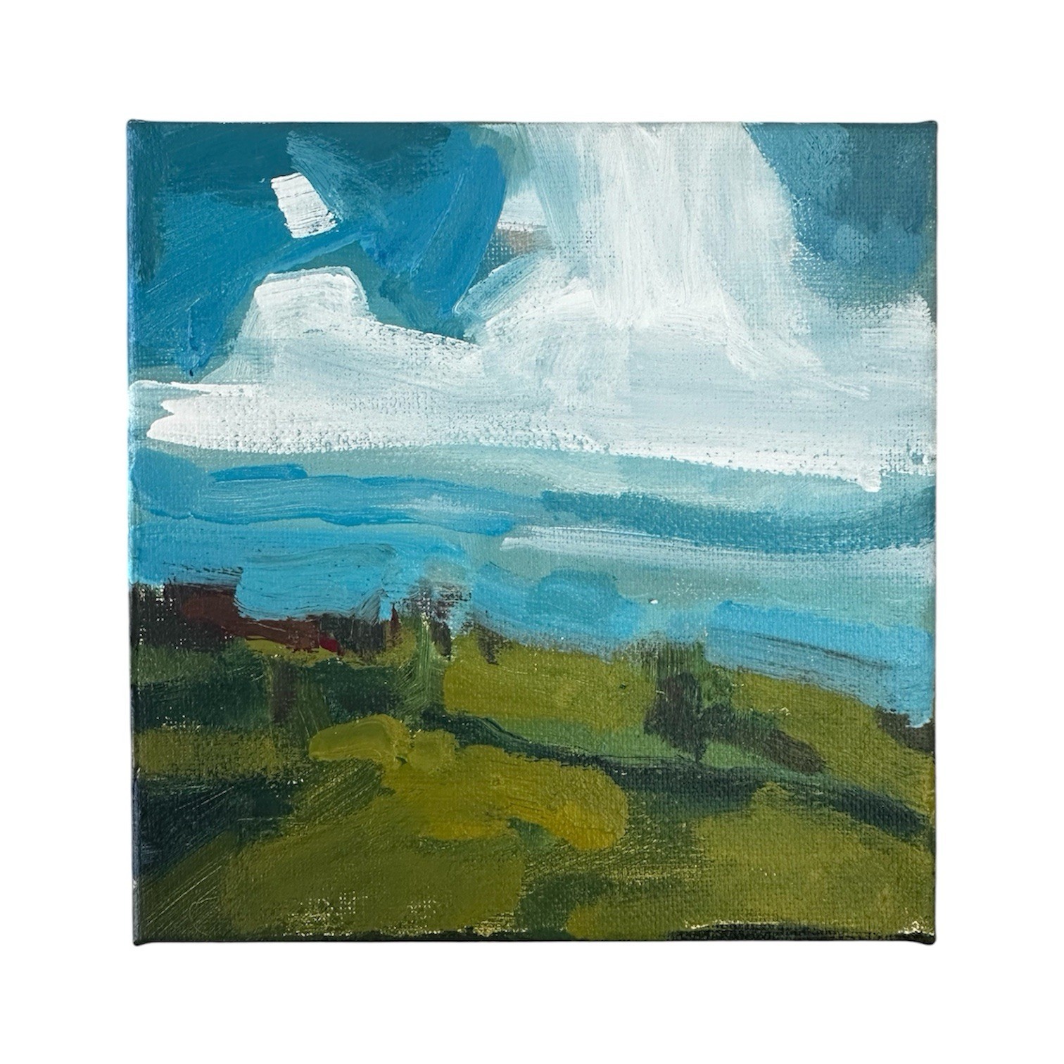 Original Landscape Painting Abstract Signed 6×6 Art Clouds