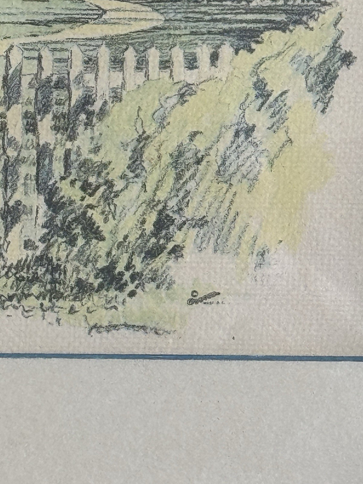 1932 Drawing Birthplace George Washington «Wakefield House» , Virginia. Signed