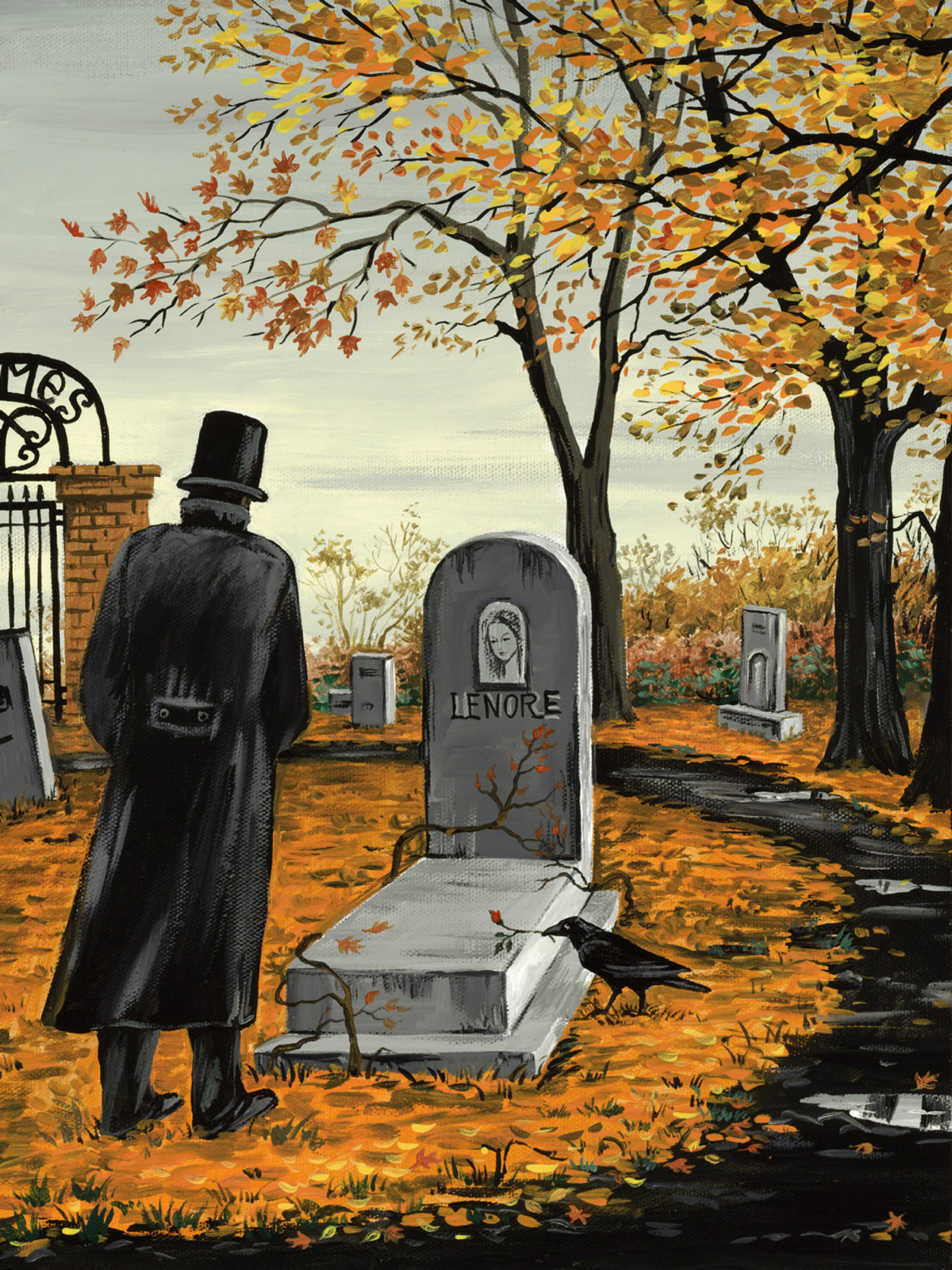 8×10 HALLOWEEN PRINT OF PAINTING RAVEN RYTA EDGAR ALLEN POE Landscape Art Ryta