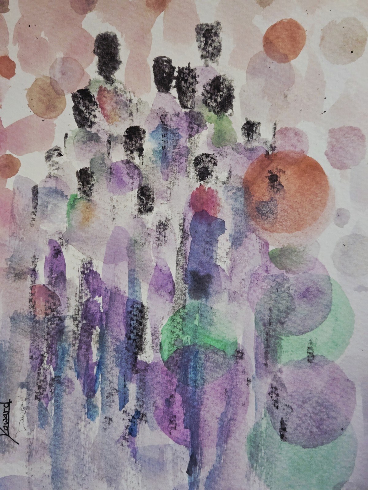 ORIGINAL African American Urban Watercolor painting «Generations 6»
