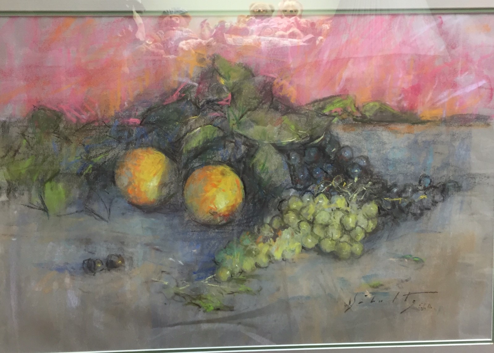 William J Schultz American Impressionist Original Pastel Fruit Still Life Framed