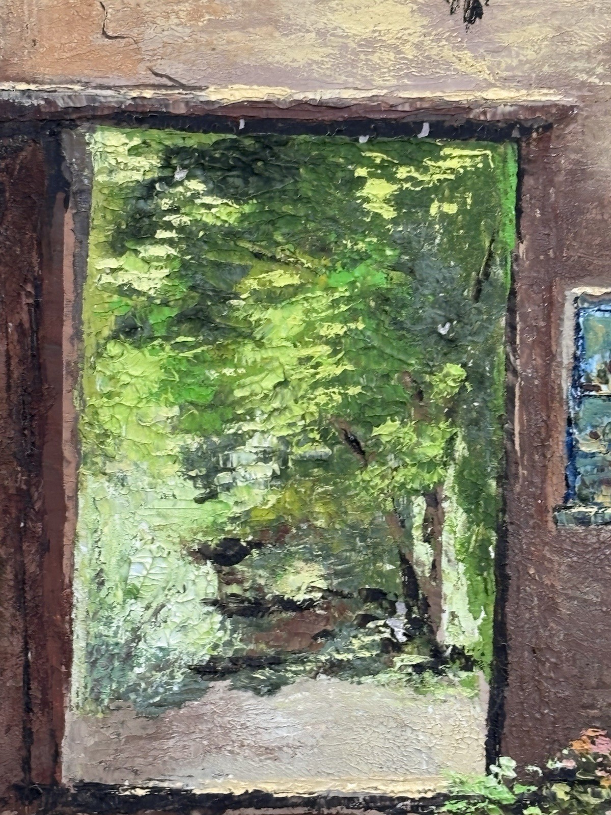Original Framed Signed Mediterranean Courtyard Archway Painting Spanish Villa