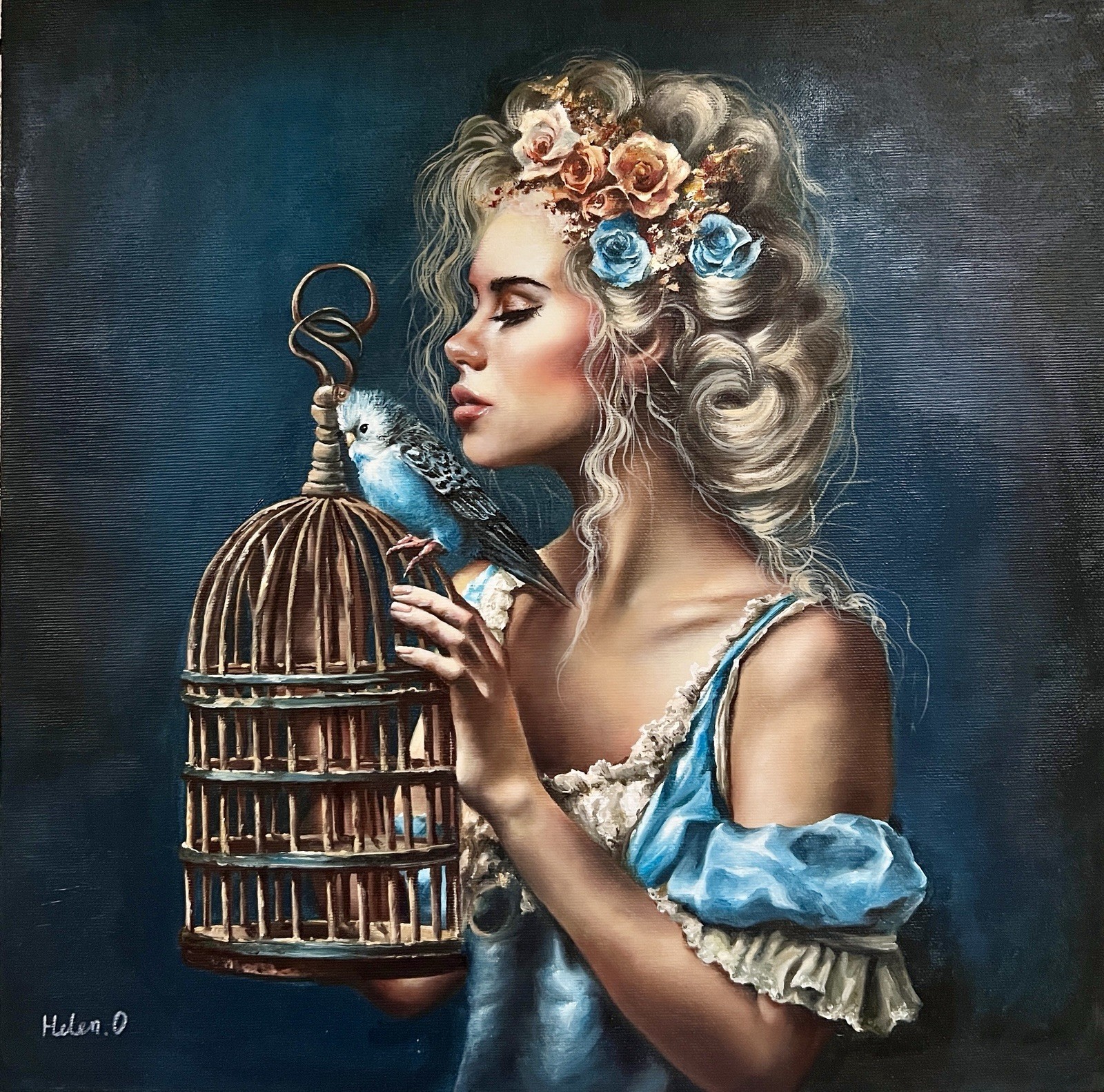 Original Oil Painting on Canvas Ukrainian Artist Woman