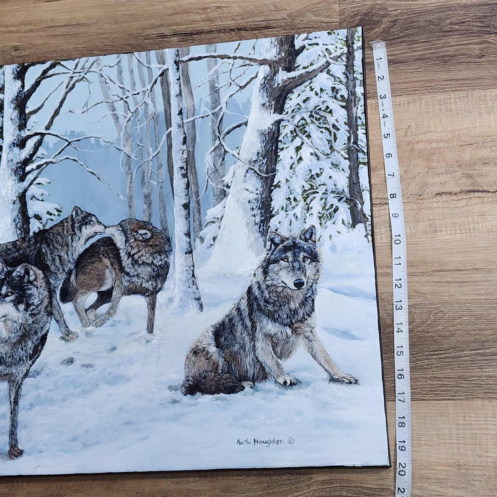 Wolves Acrylic Painting 20×24×1.5 Realistic Art Wildlife Snow Wolves Art Gifts