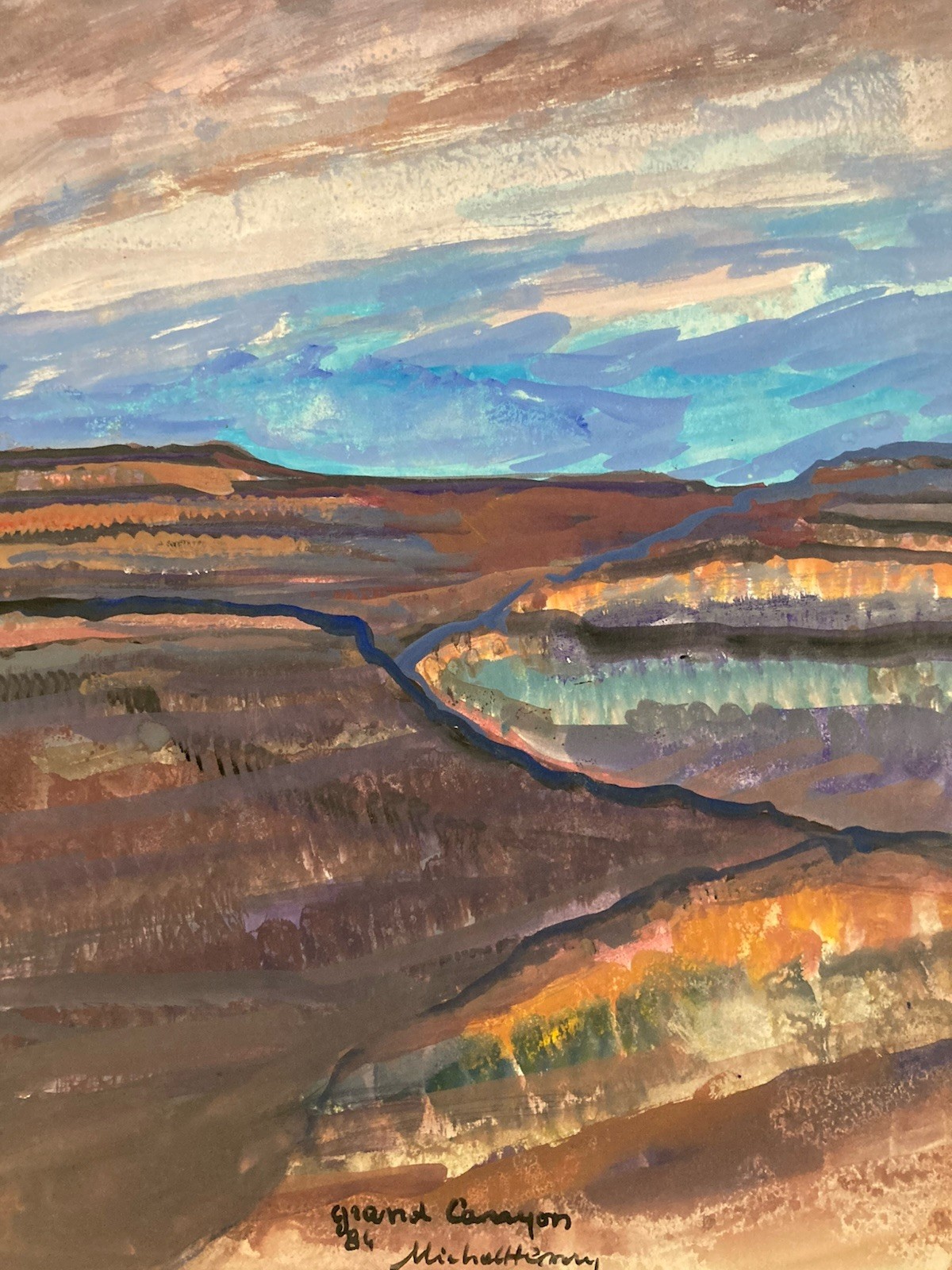 Michel Henry 1984 Painting Sketch Sky Grand Canyon of Colorado United States Art
