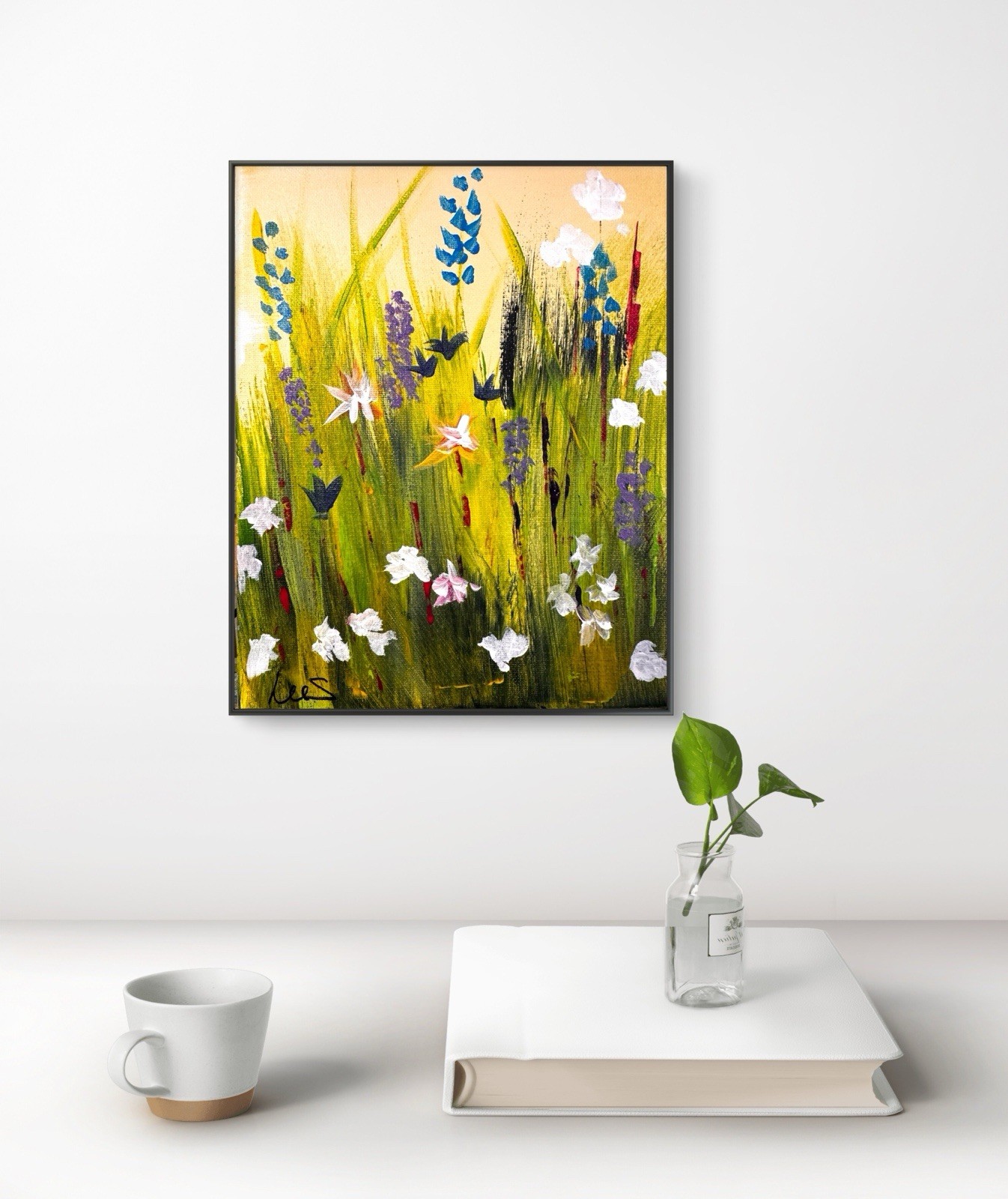 SAMATOWIC Original Abstract Wildflowers 8×10 Handmade Signed Cheery Small Art 13