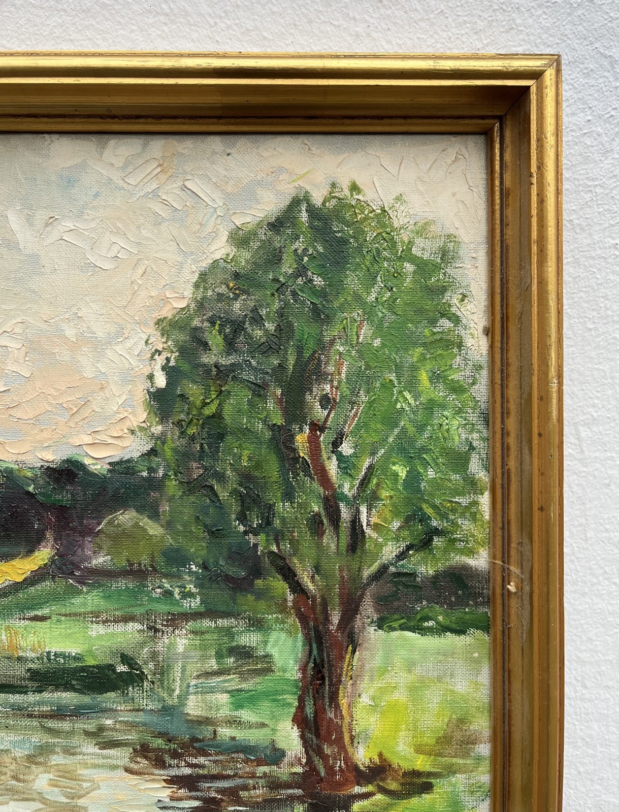 Impressionist Summer Landscape Fields Lake Trees Sky Oil Painting Denmark