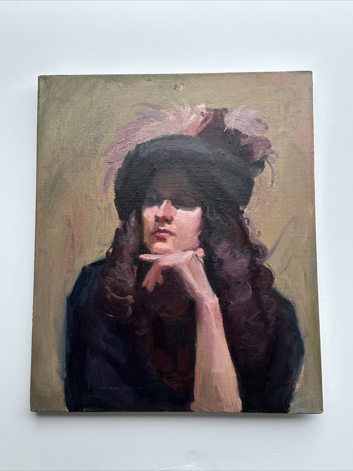 VINTAGE PAINTING PORTRAIT PRETTY WOMAN MODEL LEGRANDE ESTATE BONGART FAMOUS OIL