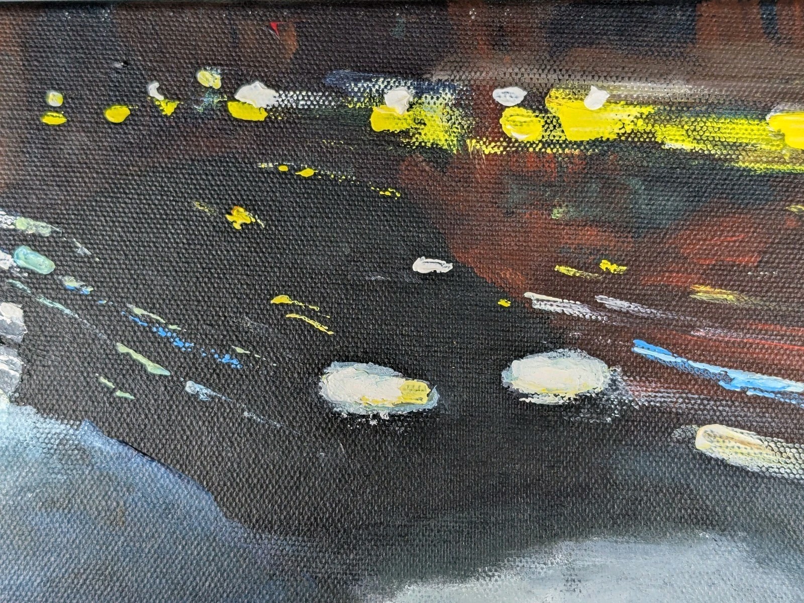 Original Dennis Nash 1947-2016British Acrylic Painting Canvas New York Taxi Cars