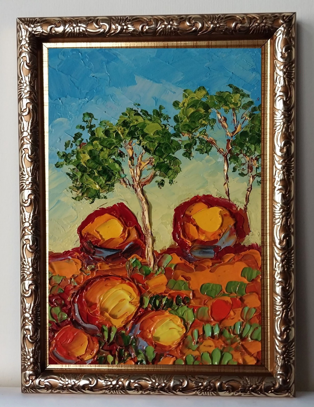 Framed Australian Desert Art Australian Landscape 4×4 inch Original Oil Painting