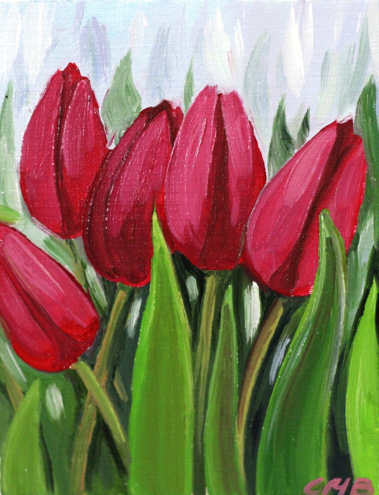 Tulips Original Oil Painting 4×3 Spring Flowers Hand Painted Author’s Painting