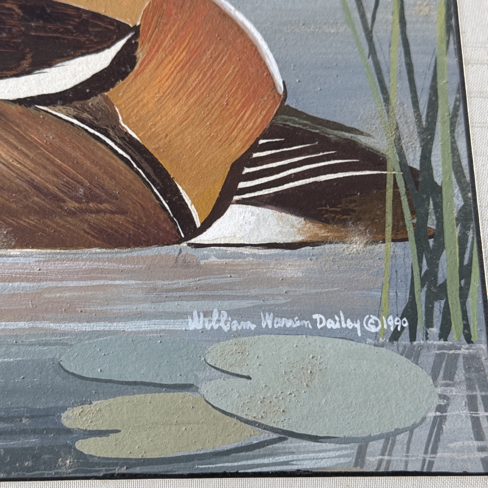 Wedding Ducks William Warren Dailey Mandarin Ducks Oil Painting Signed