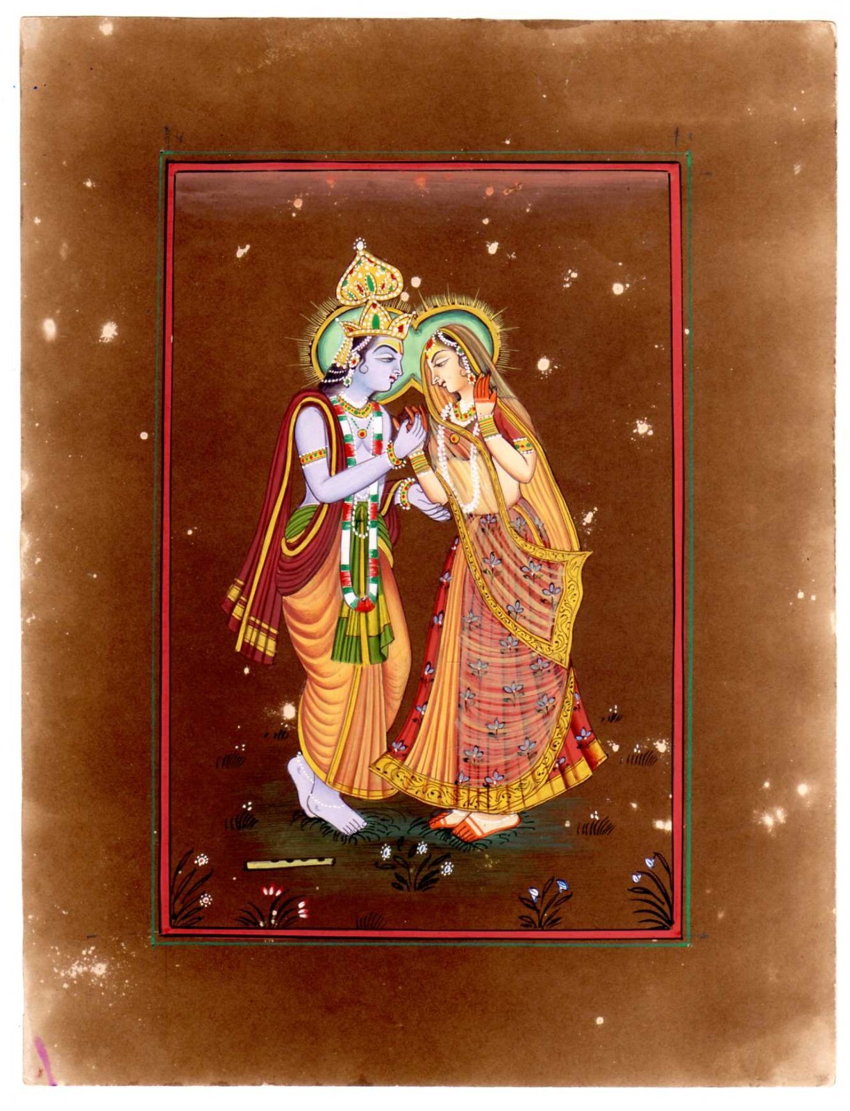 God And Goddess Radha Krishna Miniature Painting Religion Art 6.5×8.5 Inches