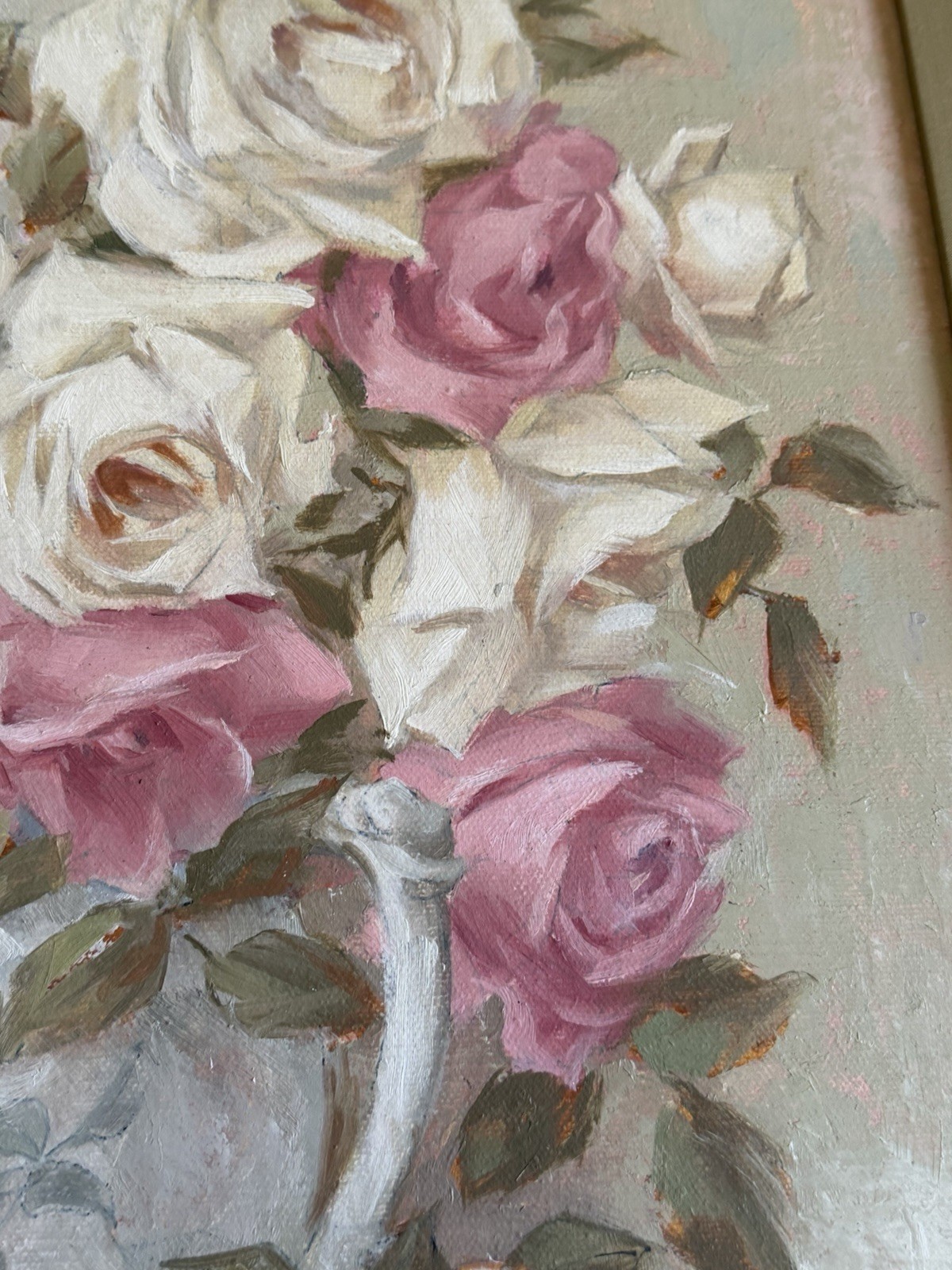 SHABBY CHIC ROSES IMPRESSIONIST Original Oil Signed LISTED Artist James E Buck