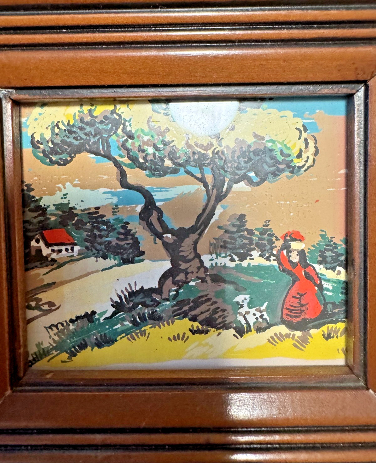 4 Vintage 1950’s Margo Alexander Artwork Original Wood Frames 6.5″ x 6″ – DS31