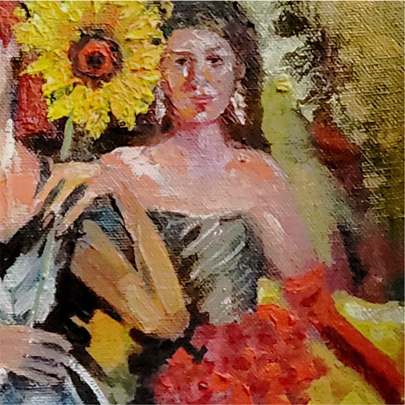 YARY DLUHOS Party Figure Ballroom Dancing Music Women Original Art Oil Painting