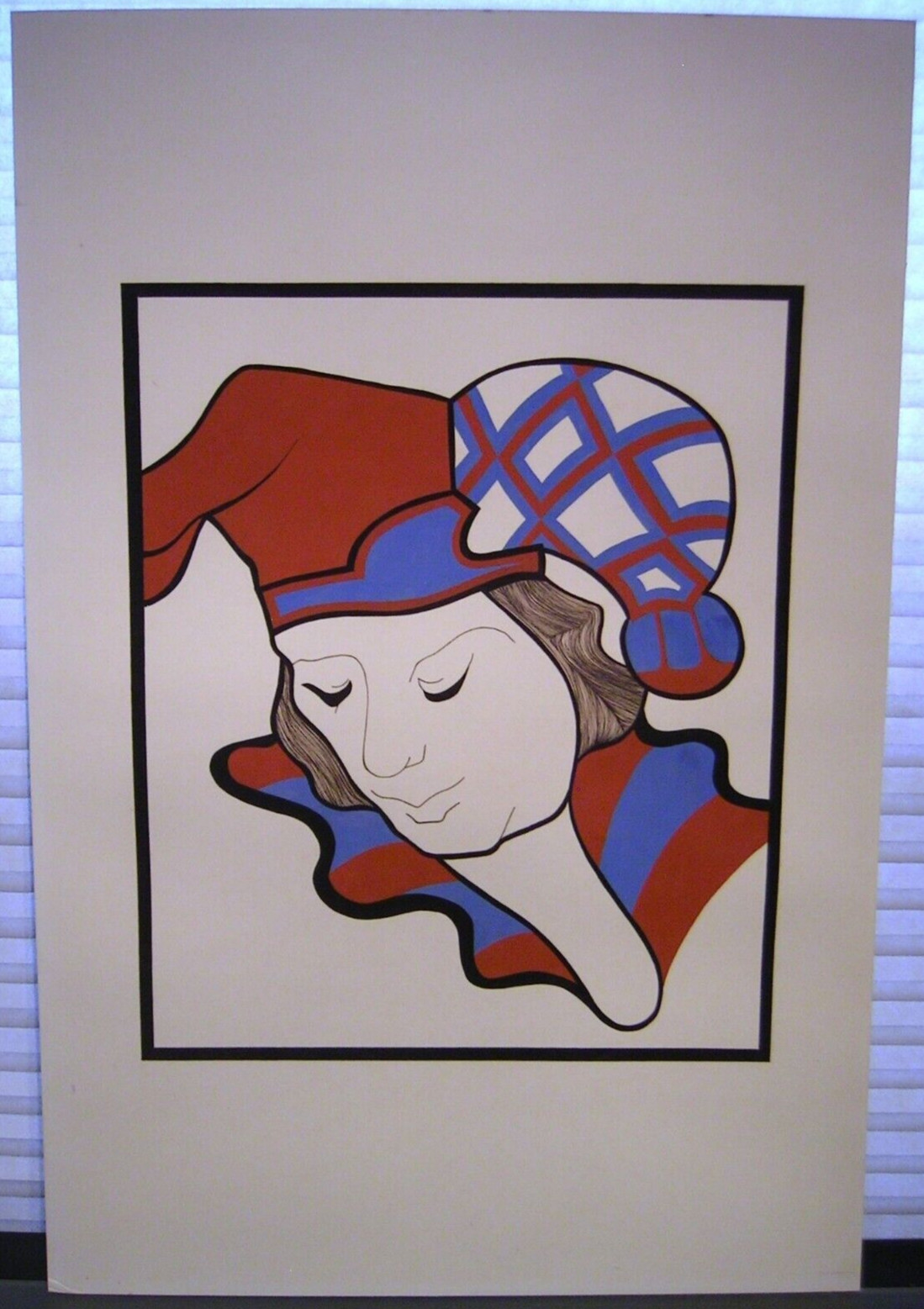 Original Art Deco Style Costume Gouache Painting