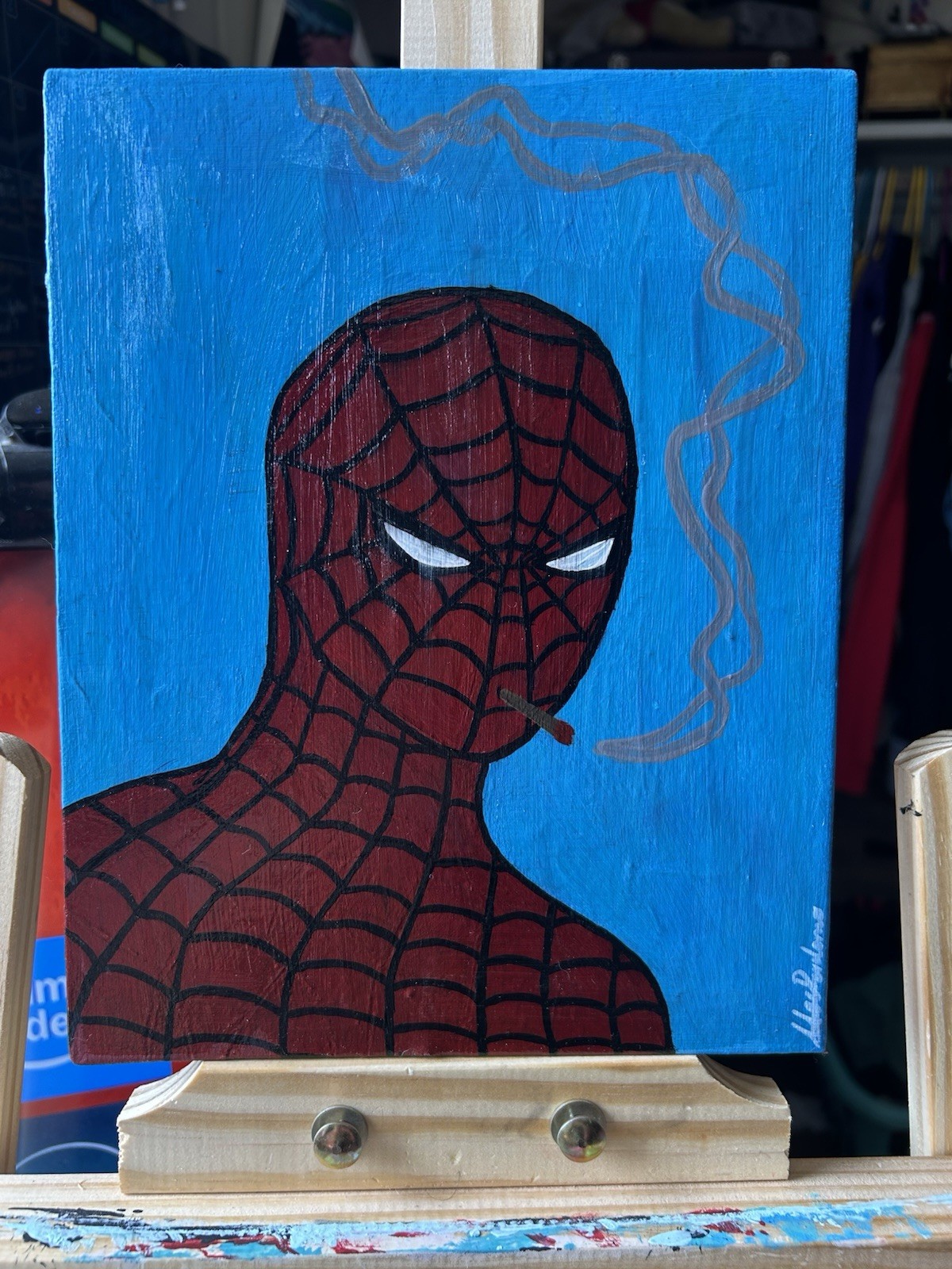 Smoking Spider-Man Canvas Painting Pop Art Unframed