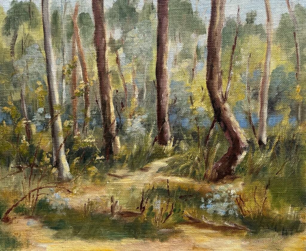 JOAN DONALDSON AUSTRALIAN OIL «AMONGST THE TREES MITCHAM» 1978