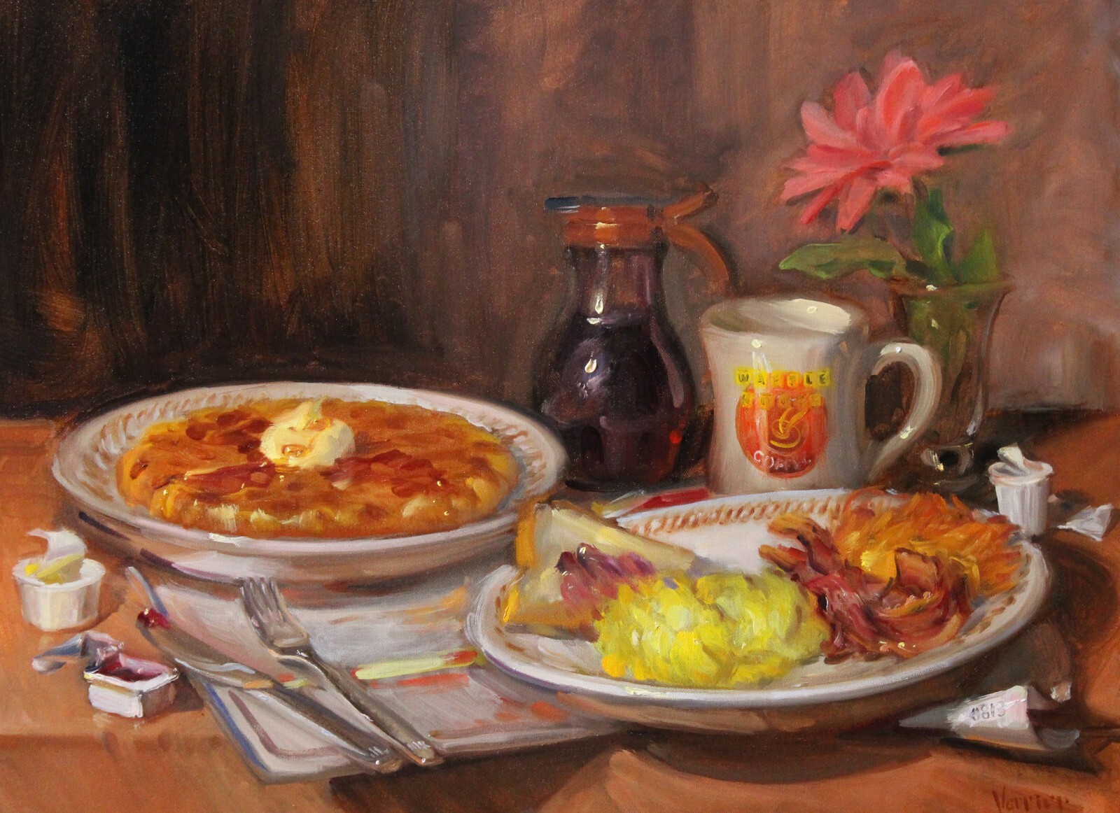 Waffle House By NOAH VERRIER Still life oil painting, Signed print