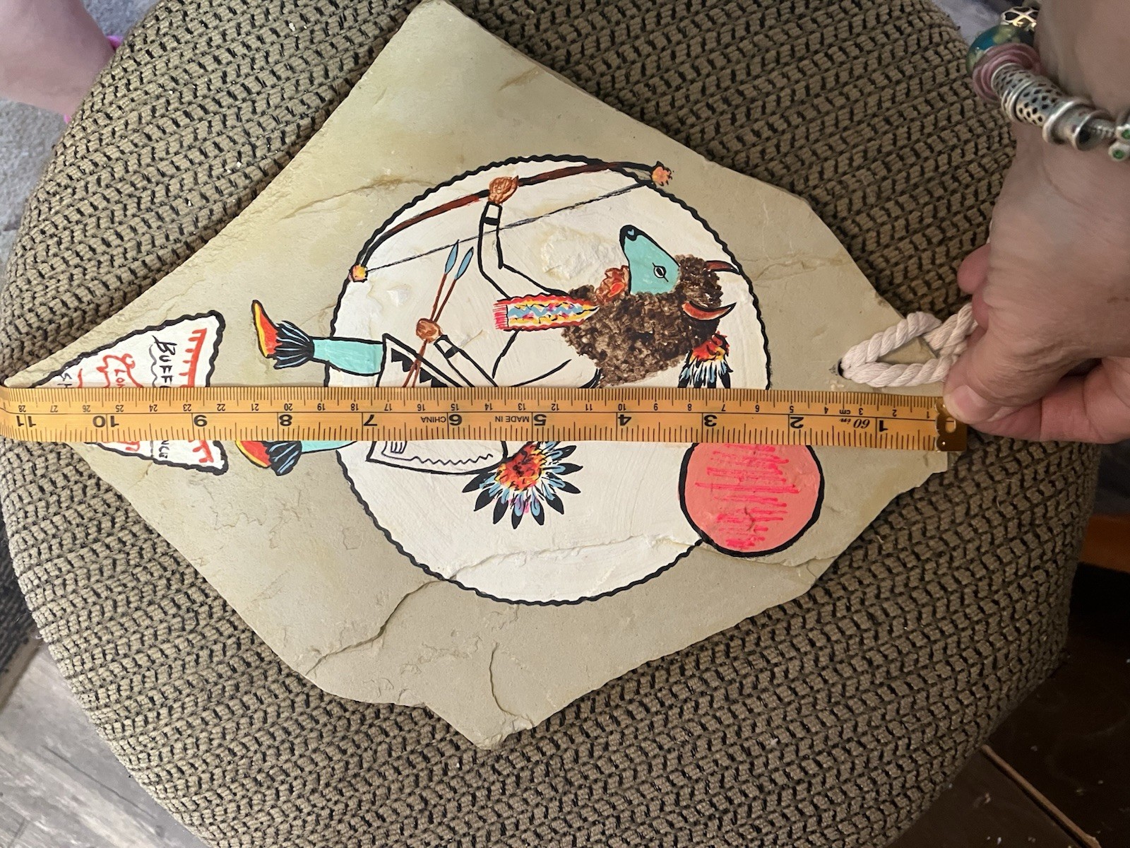 Buffalo Dance Vtg Native American Painting Slate Lone Bull Stanley Harrison 1975