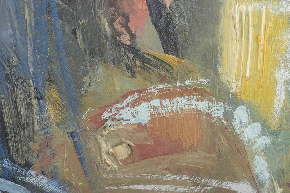 Agne Johansson, Swedish artist. Oil on canvas. Modernist landscape. 1969
