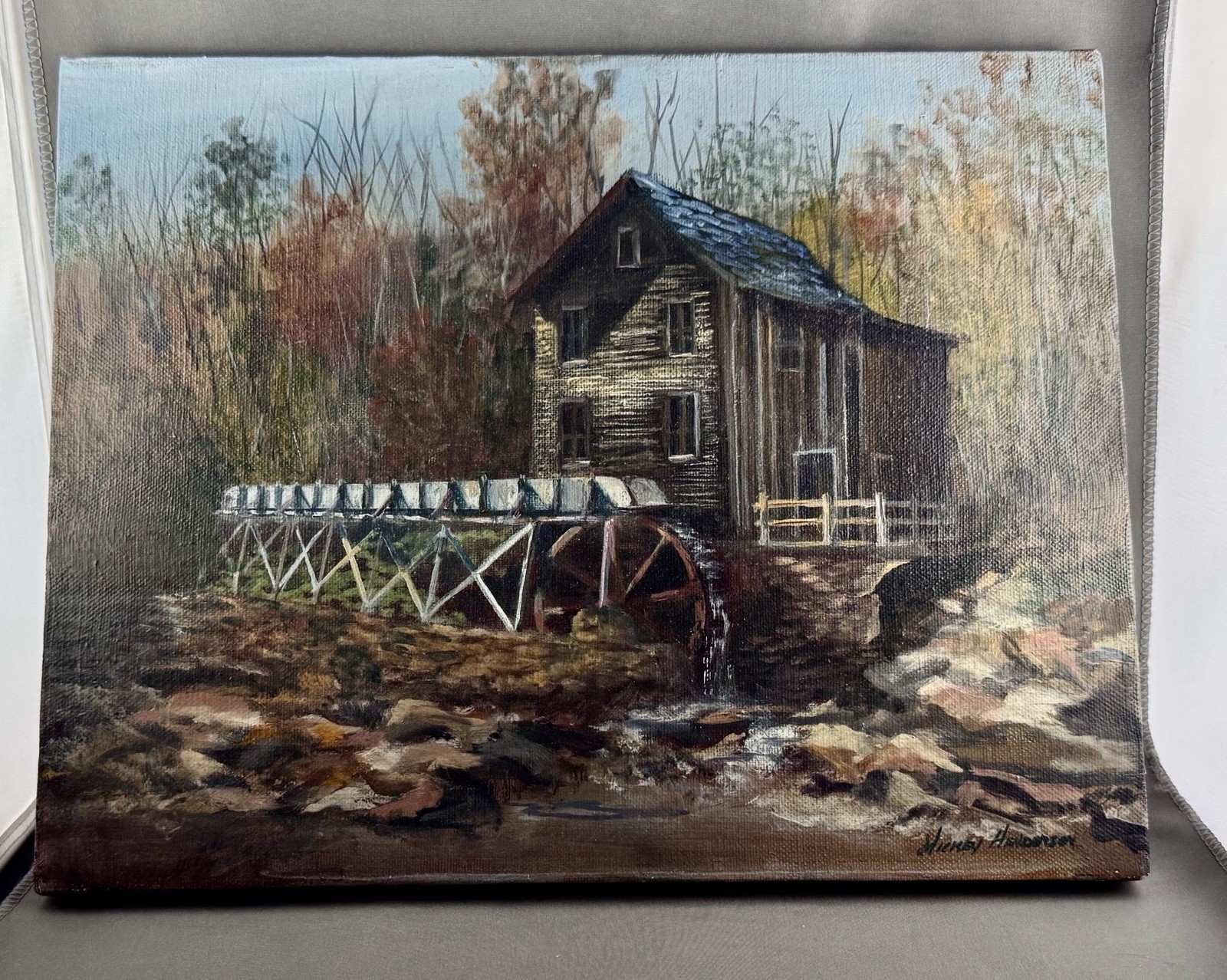 Original Oil Painting Signed by Texas Artist Mickey Henderson, 11×14 Rustic Mill