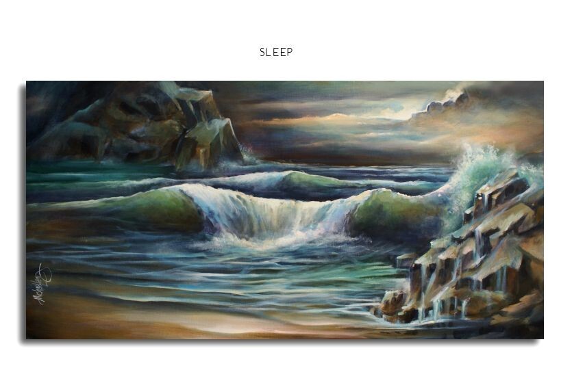 seascape waves ocean beach art large painting home decor nautical mood mike lang