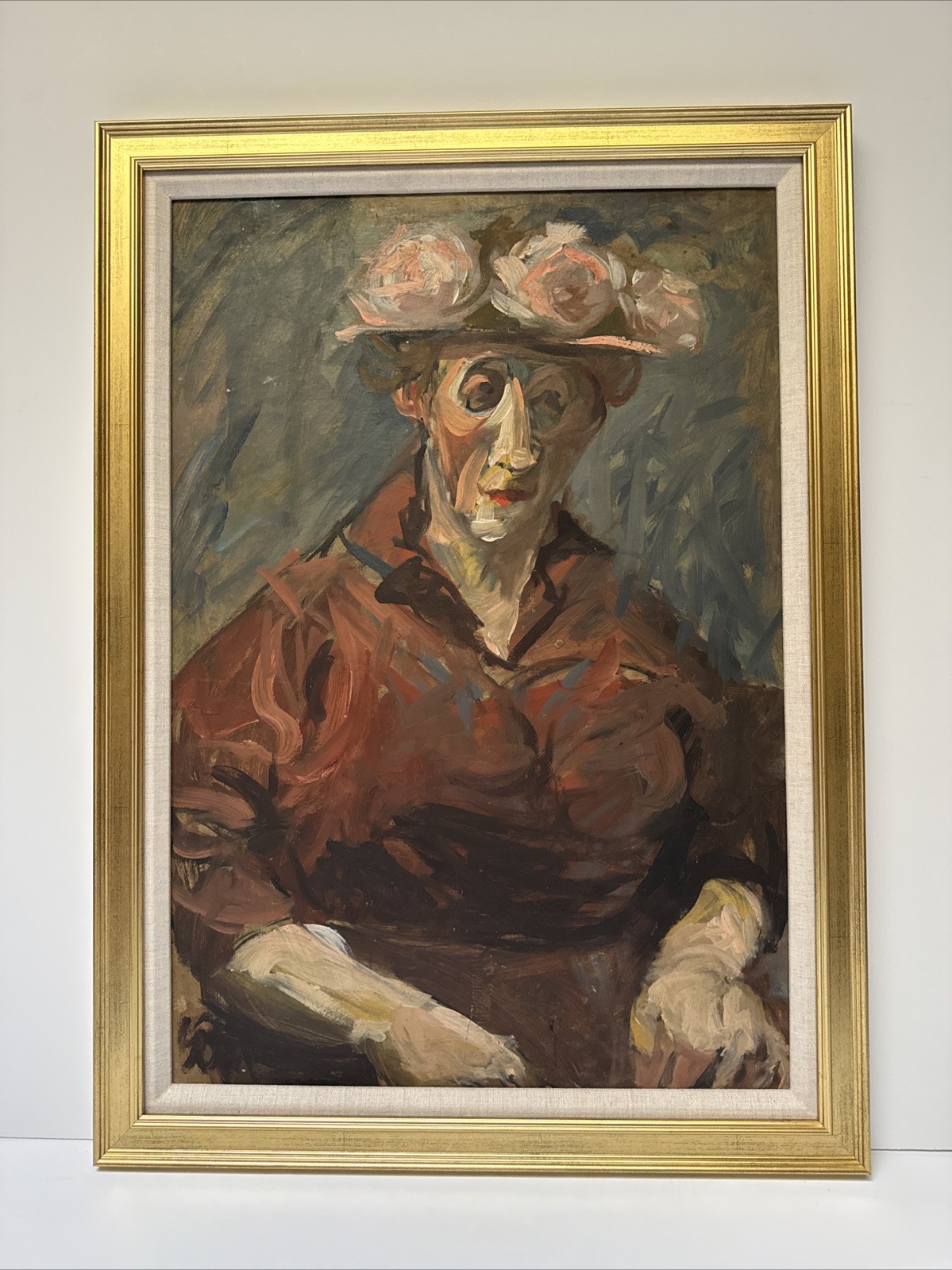 Antique Expressionist Painting Portrait Woman Women Female Model Mystery Artist
