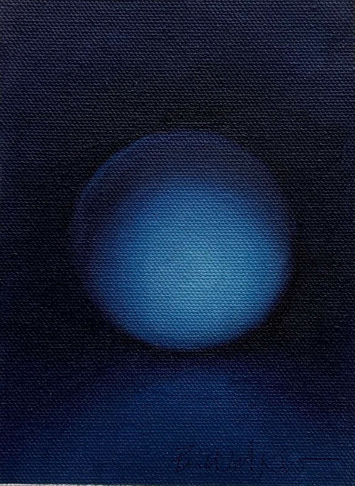 Blue sphere cafe art still life original oil painting by living artist 6″x4.5″