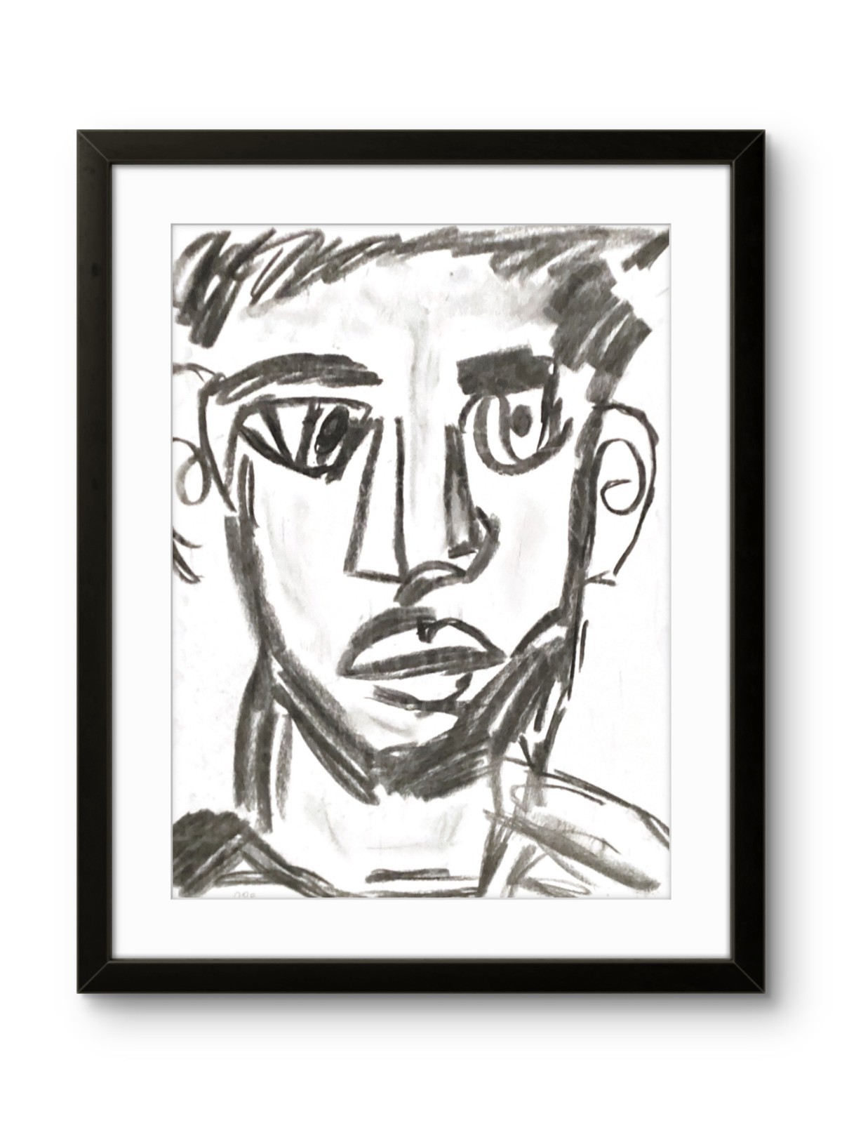 Neo Expressionism Black Man Face Figure Person Rough Sketch Original Art 11×14