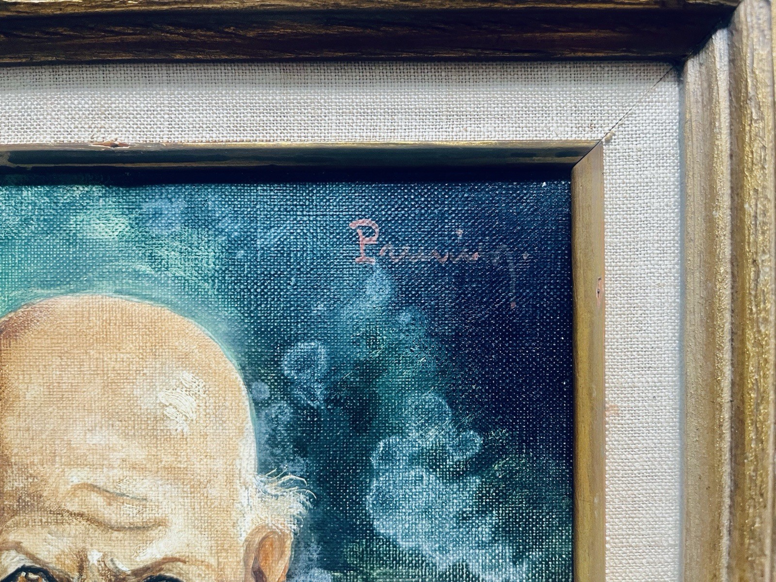 Rare Signed Marcel Prunier Oil Painting Circus Clown Portrait Paris France 30s