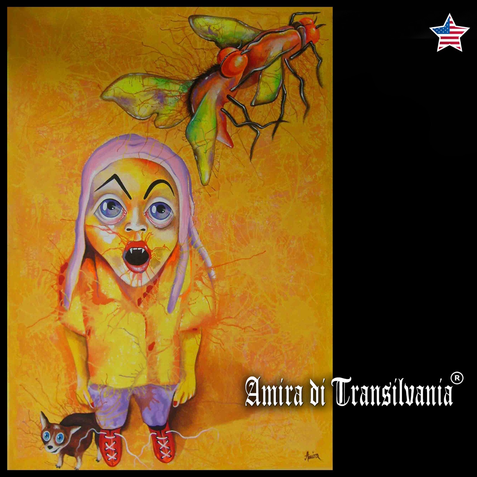 contemporary surrealist lowbrow painting original pop art cartoon comix vampire
