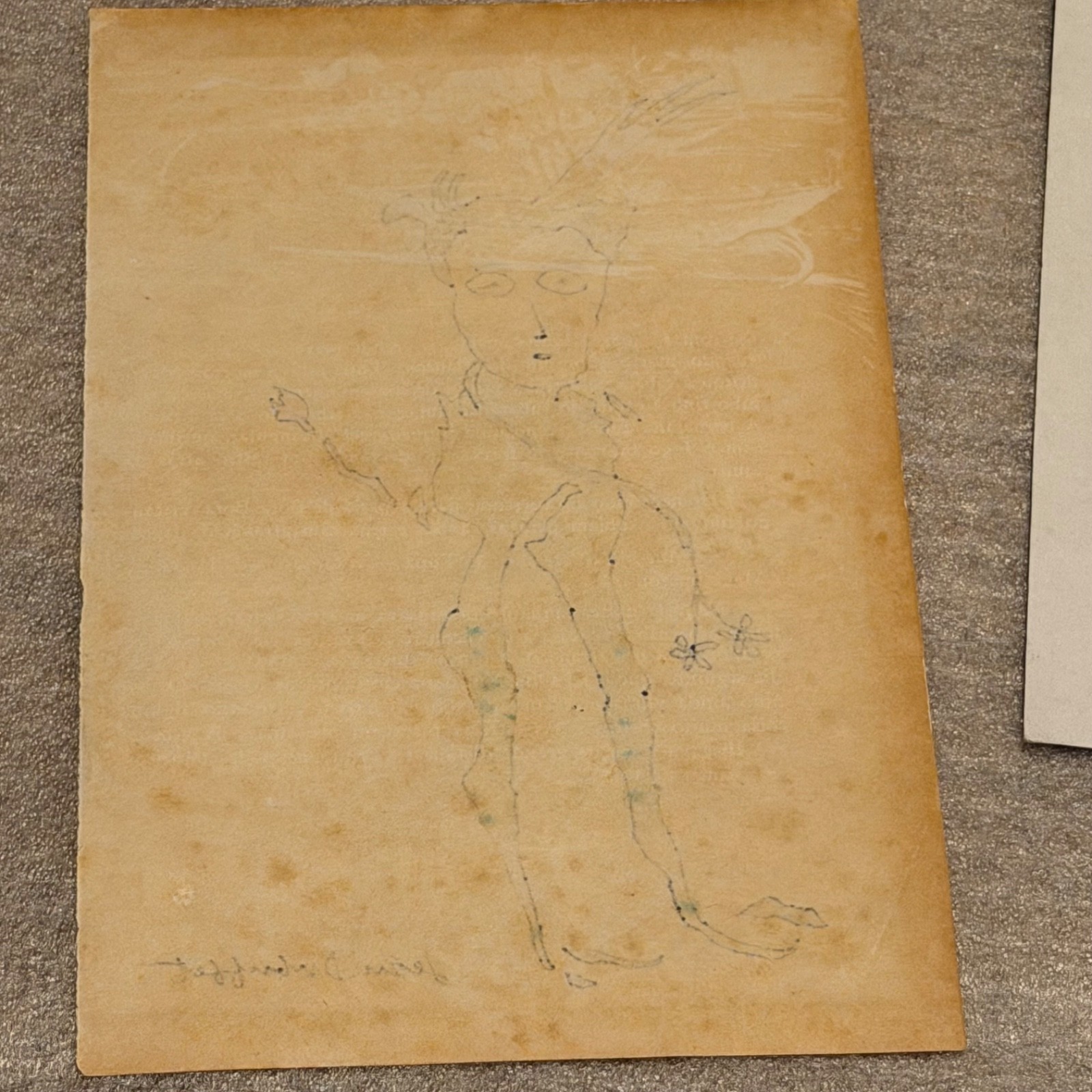 Jean Dubuffet Style Outsider Art Drawings Lot 3 Signed Ink Gouache Paper Vintage