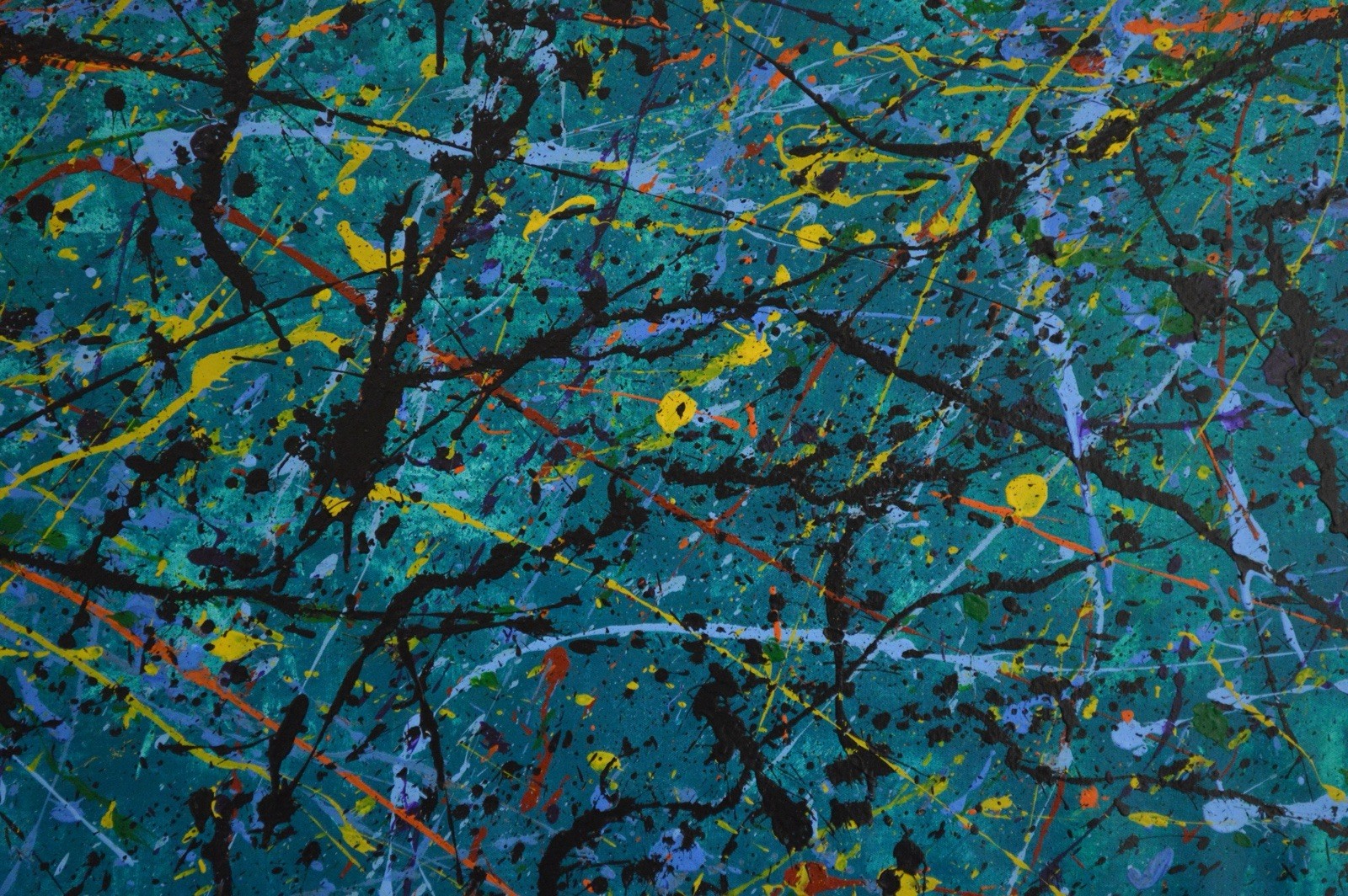 Jackson Pollock Style Giant Canvas Painting 84”X62” (7 Foot) Abstract Modern XL