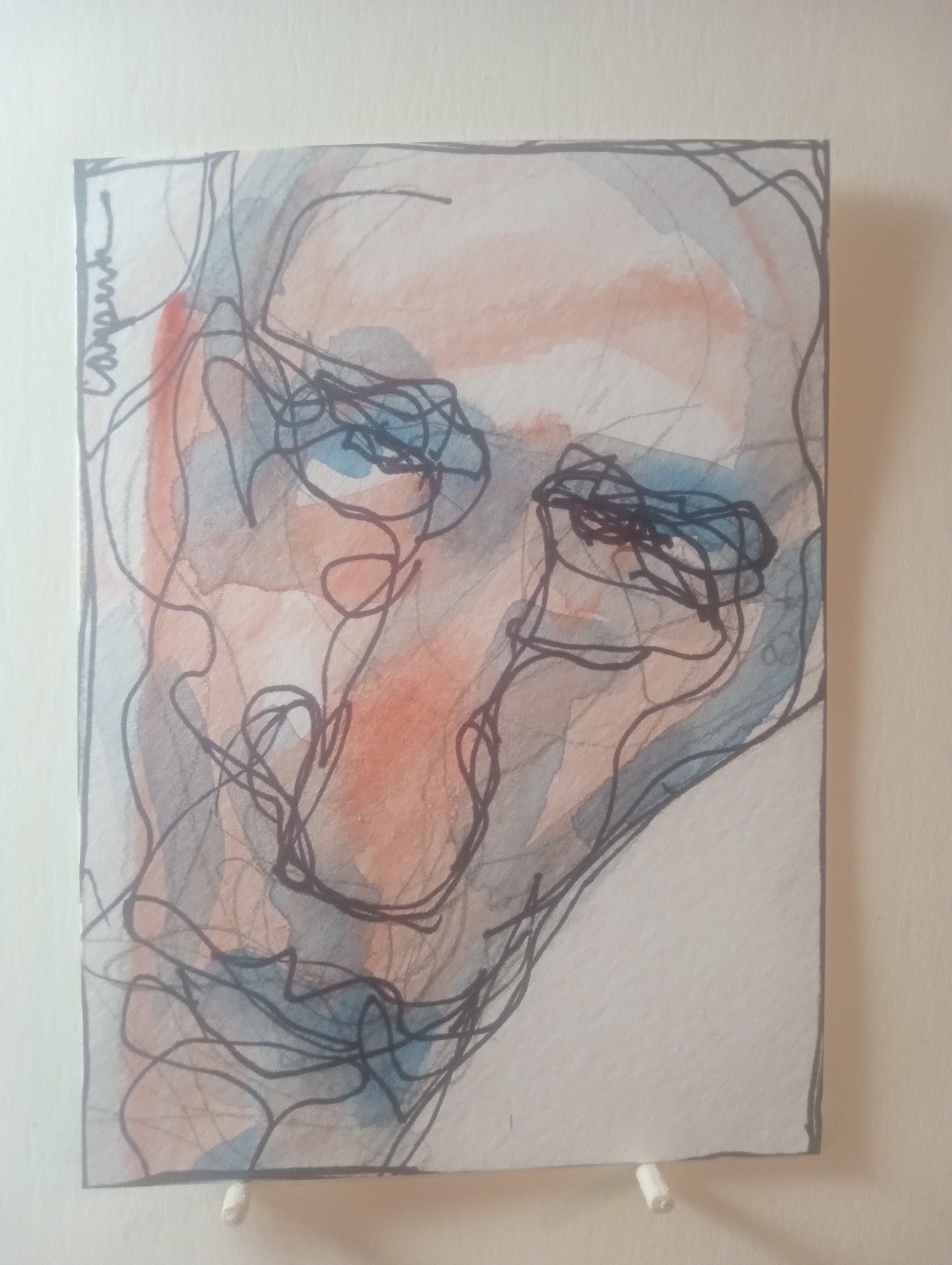 ACEO Original Painting OOAK Pen and Watercolor 2.5″ x 3.5 by mrk1138 man