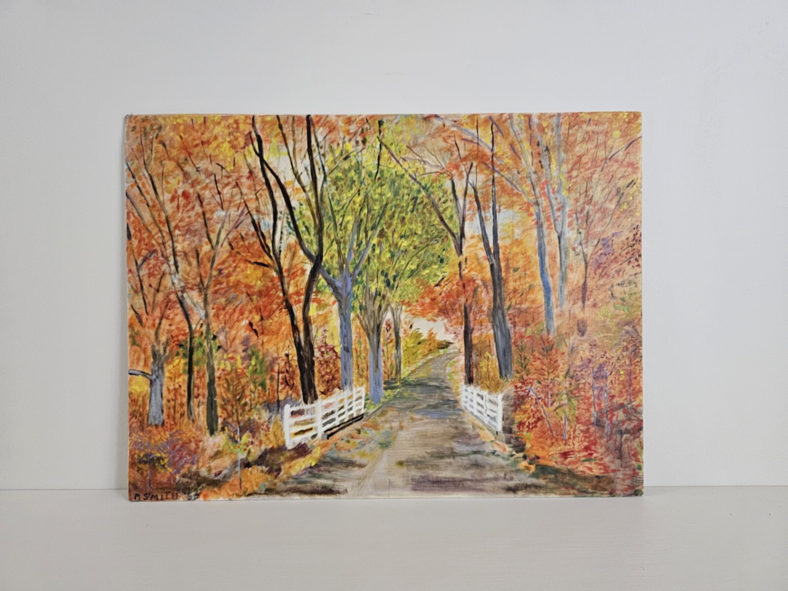 Vintage Original Signed M. Smith Oil Painting 24×18 Landscape Art VTG 1969