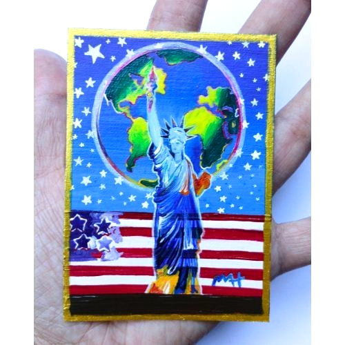 PETER MAX ‘Peace On Earth» signed Beautiful Pop Art Acrylic Hand Painting NEW