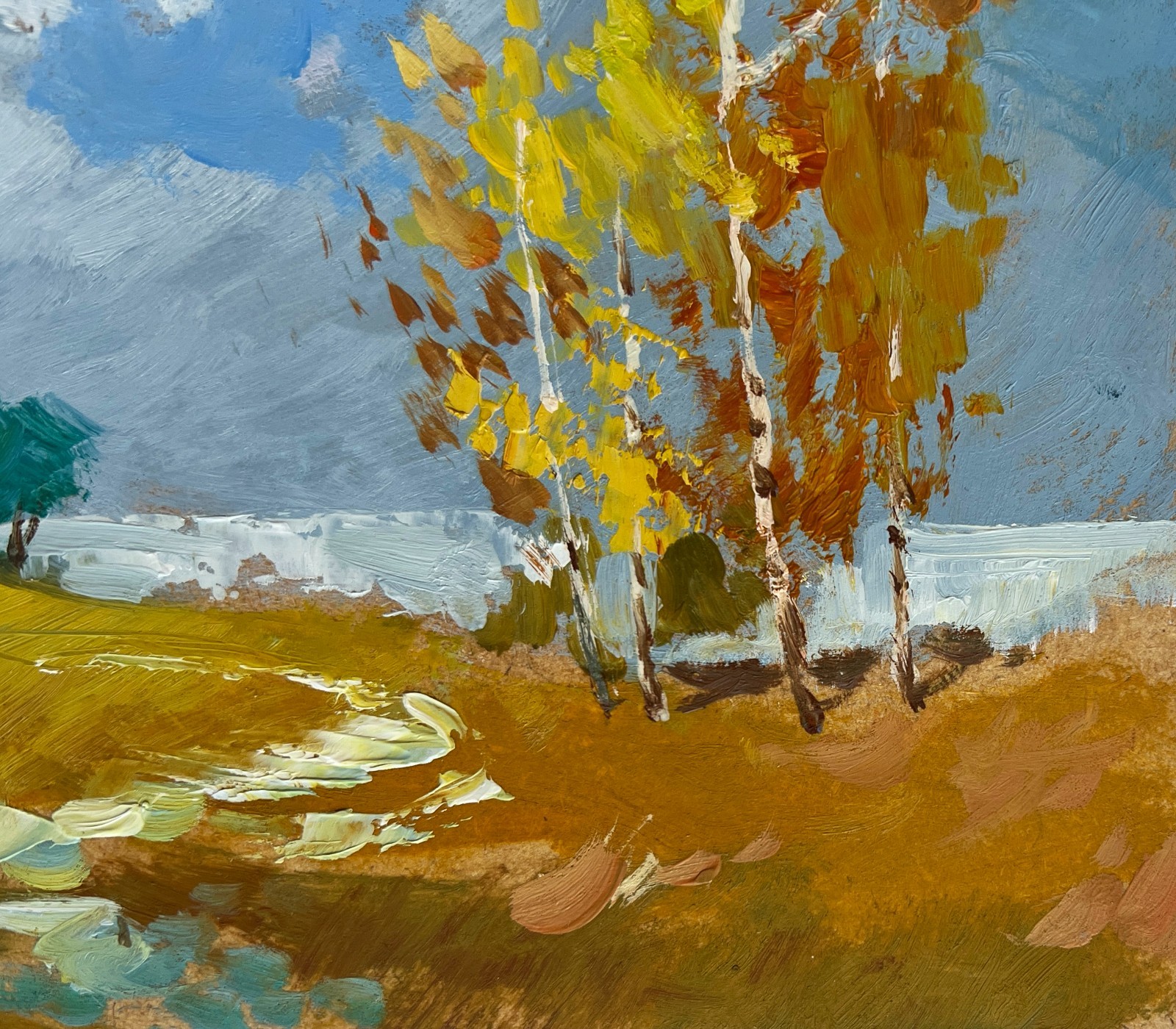 Oil Painting Autumn Trail With Fallen Leaves Y. Suprunchuk Original nAAA4408