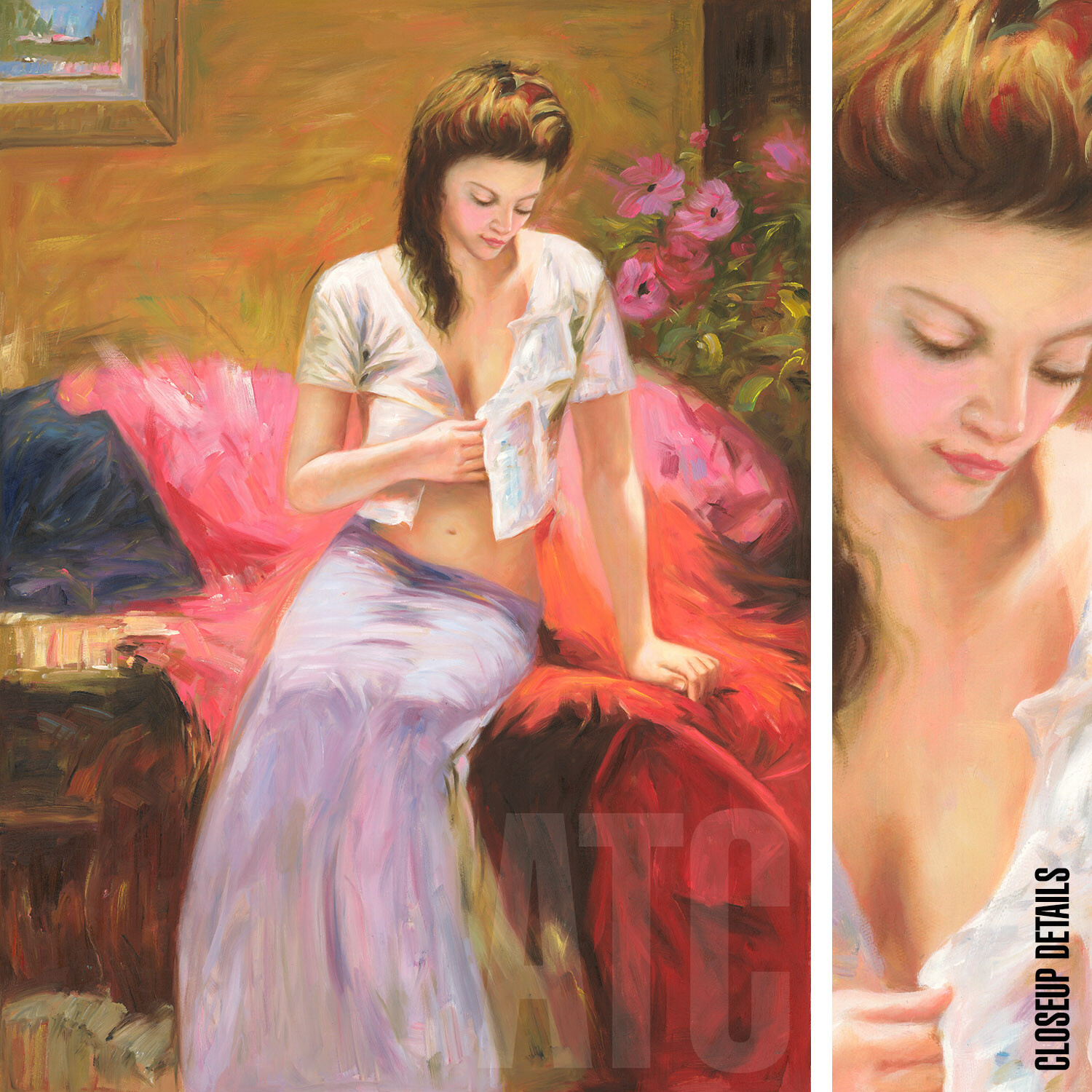 35W»x47H» INTO THE NIGHT – PINO DAENI-Style -STRETCHED ORIGINAL OIL PAINT CANVAS