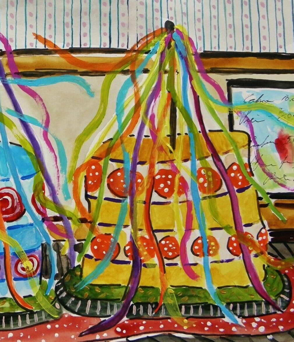 Original Bakery Sketch Cake Food Watercolor Impressionism
