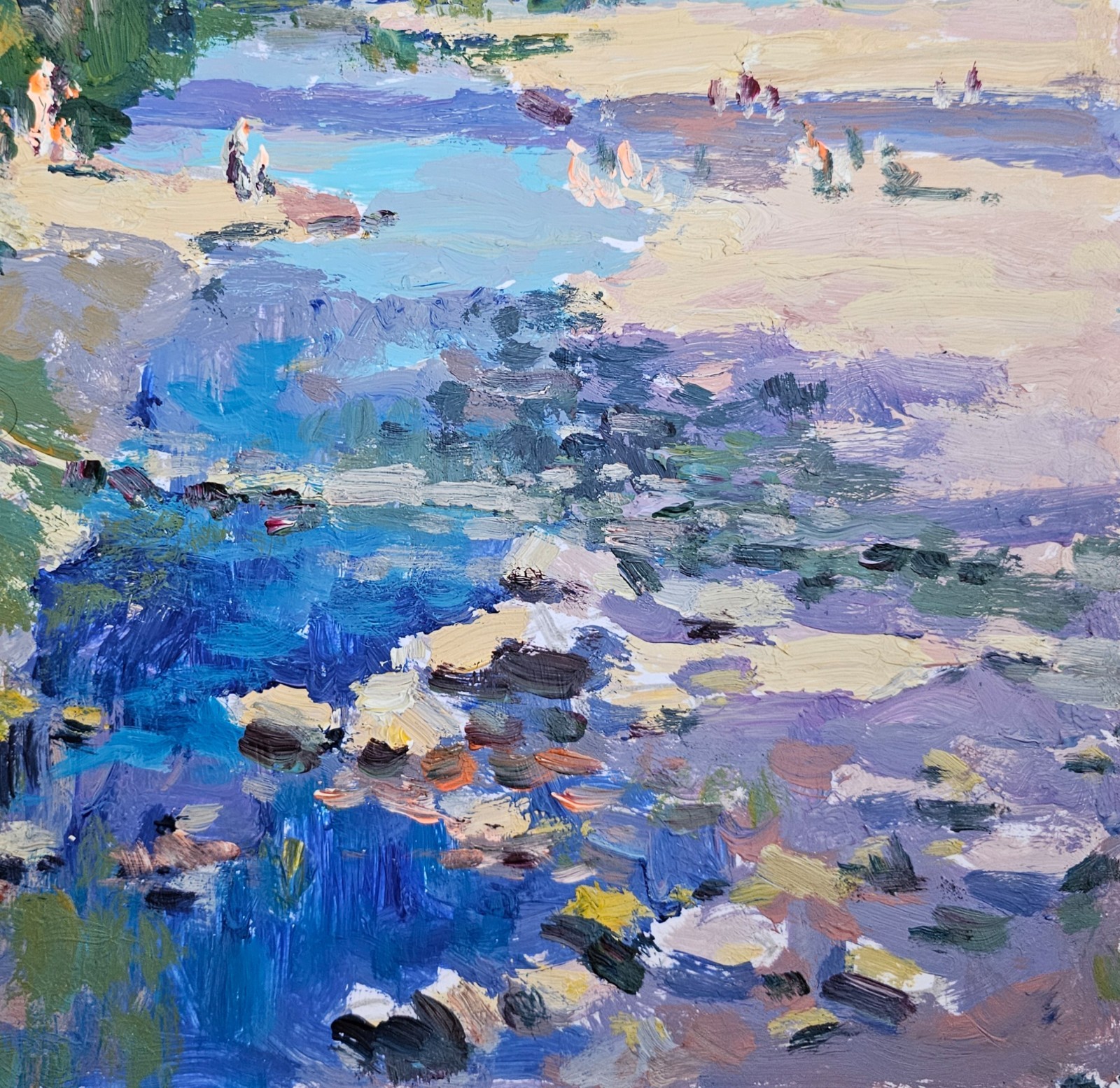 Acrylic painting Waters Ukrainian painter cardboard Unframed original landscape
