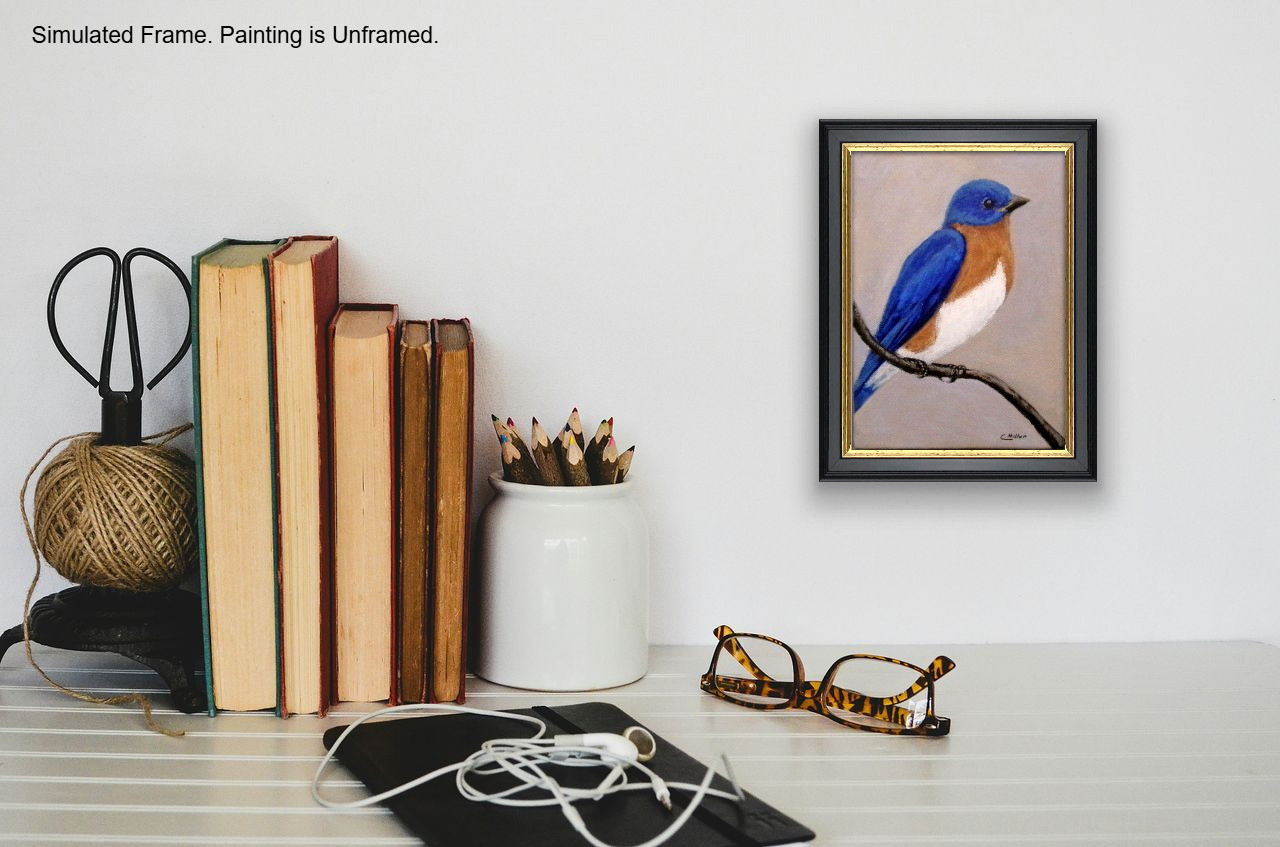 Bluebird Original Bird Painting by Chris Miller 5×7 Wildlife Fine Art Decor