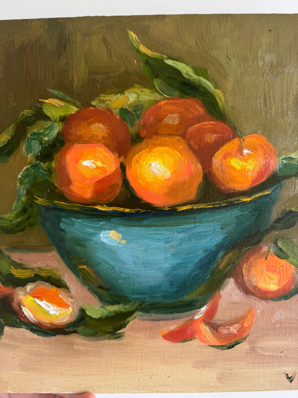 Clementines Original Oil Painting Still Life Canvas Impasto Wall Art Decor 12×12