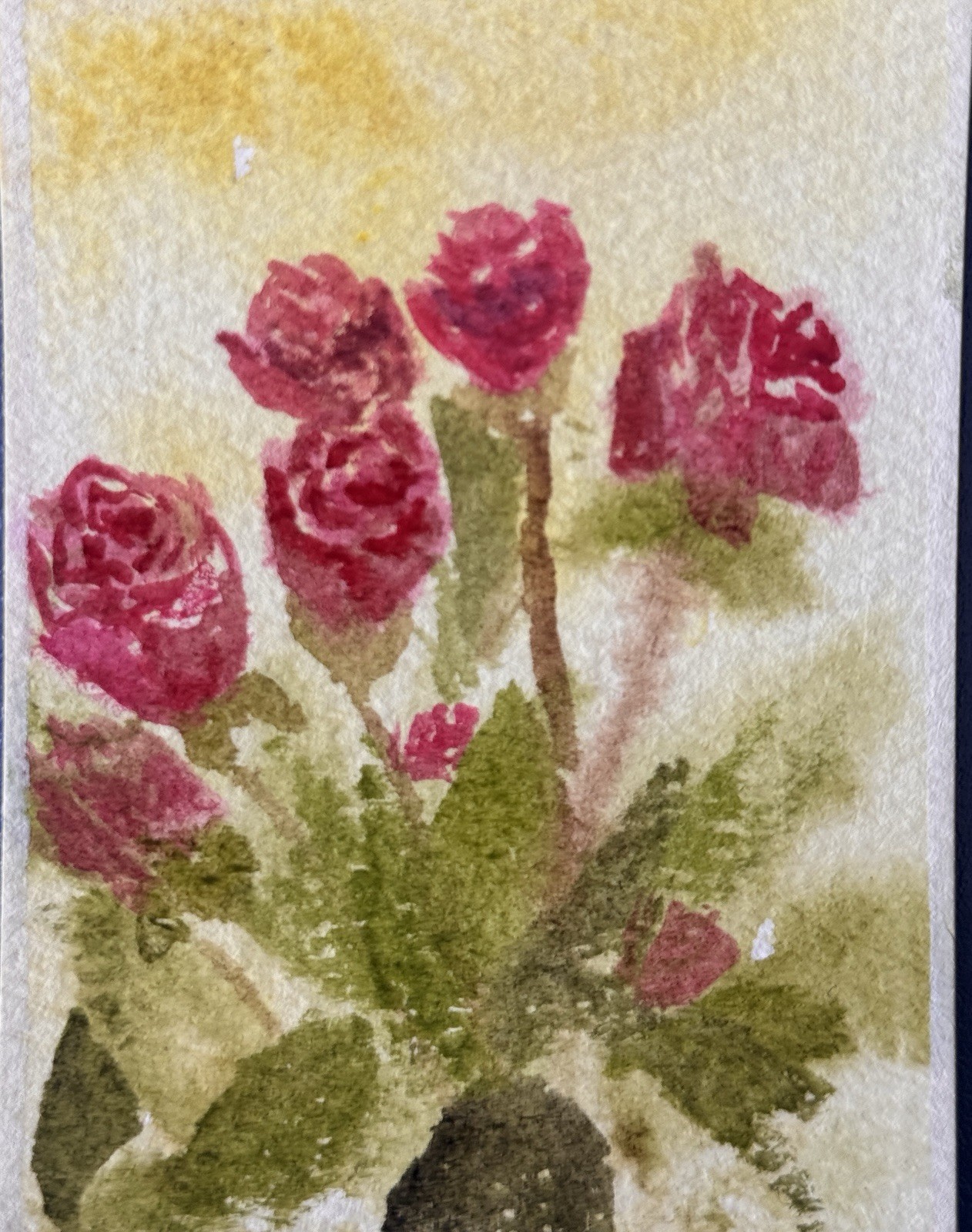 ACEO Original Abstract Painting – Flowers, Roses – by Chaotic Sanity | Sameera