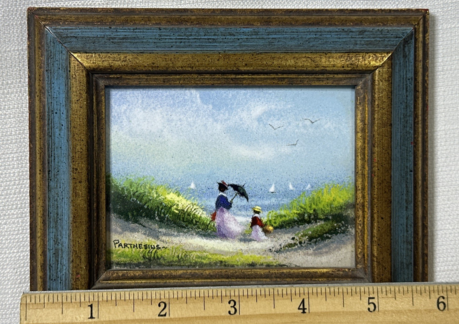 Charles Parthesius ~ Enamel On Copper Miniature Landscape ~ Vintage Signed