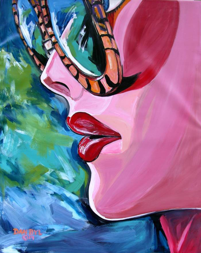 Sunglasses Red Lips PORTRAIT PAINTING Art DAN BYL Fantasy Original Huge 5ft x4ft